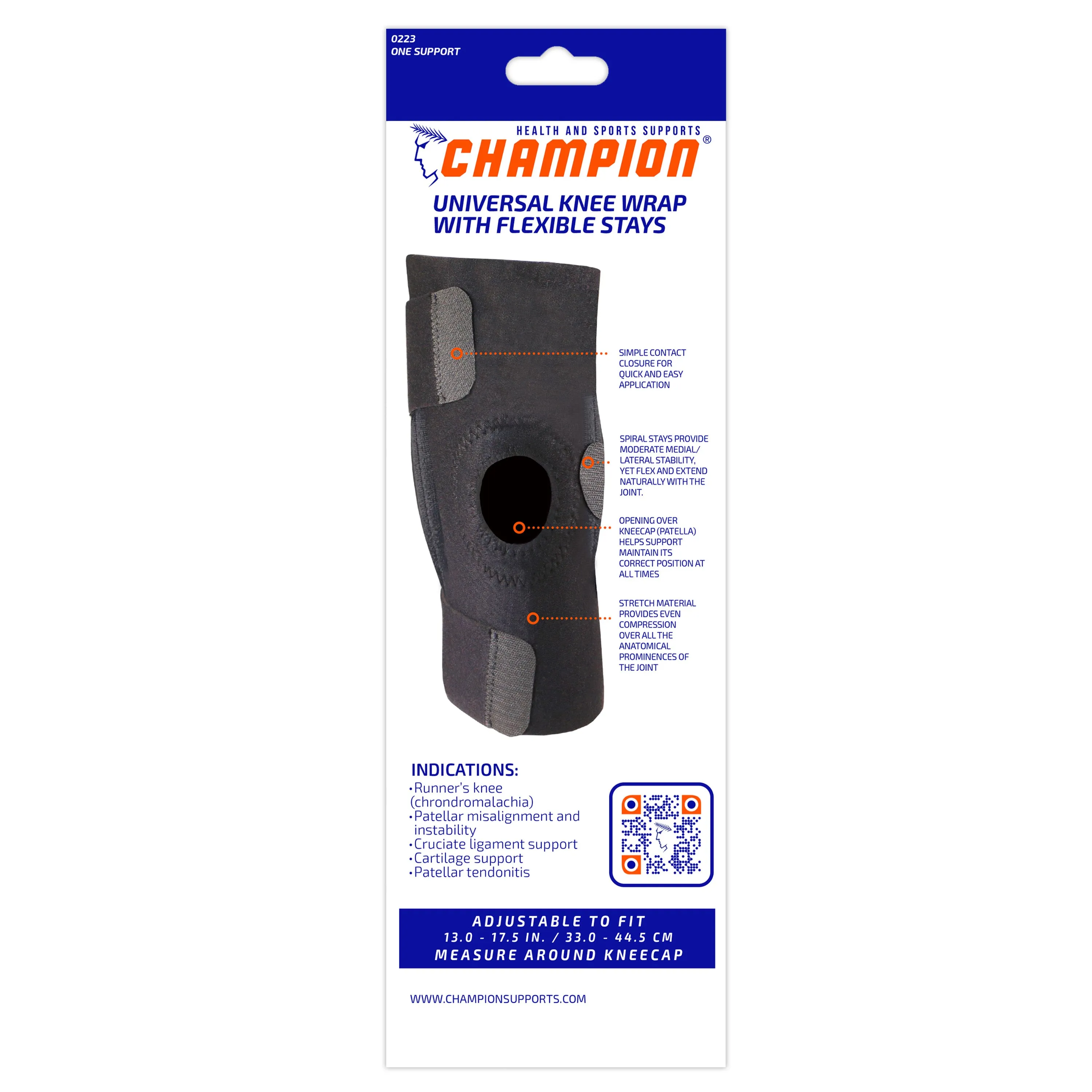 0223 / UNIVERSAL KNEE WRAP WITH FLEXIBLE STAYS
