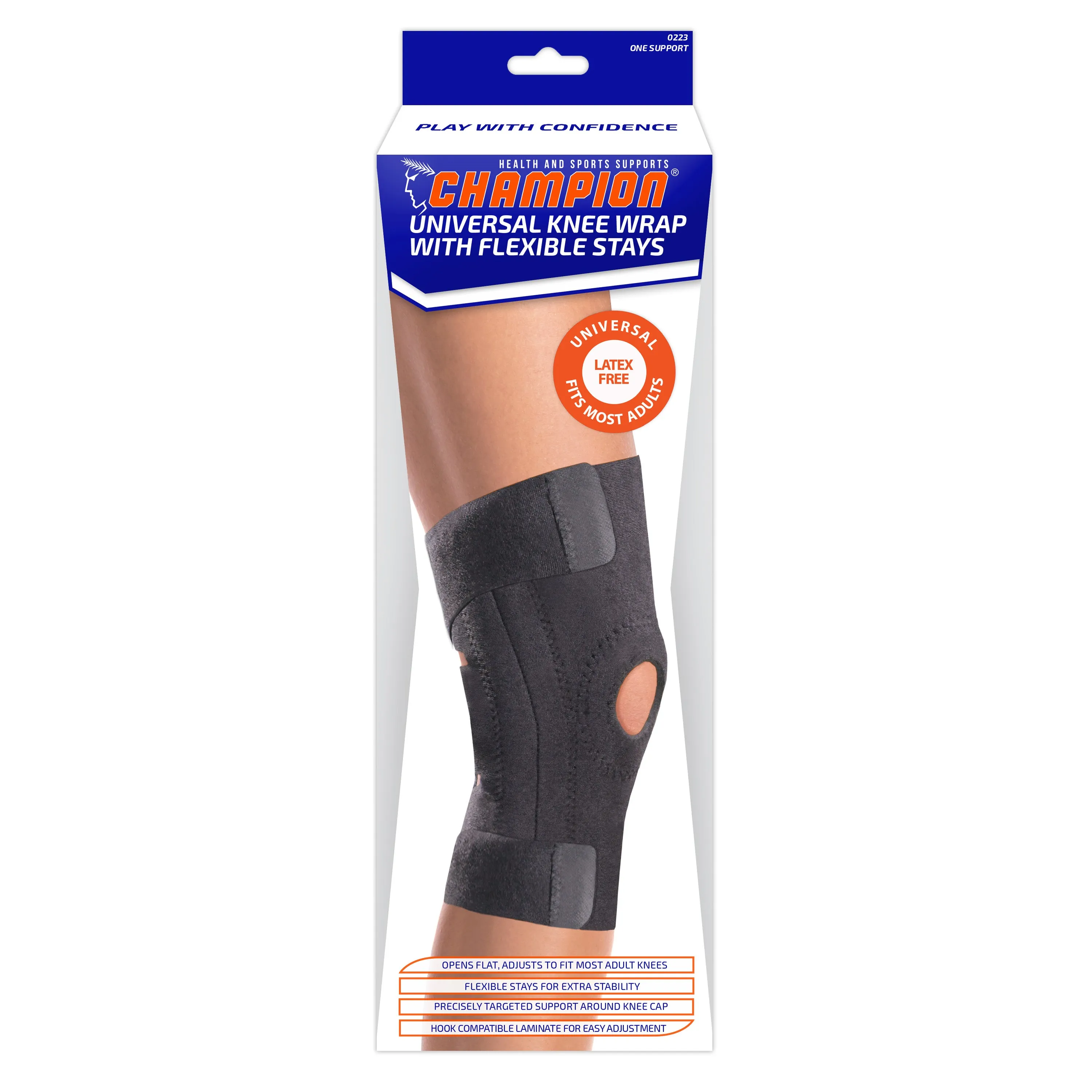 0223 / UNIVERSAL KNEE WRAP WITH FLEXIBLE STAYS