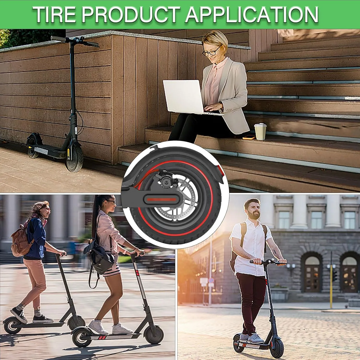 10x2 Solid Tire: Replacement for 10x2.125 Original Tire, Fit for Ninebot F25 F30 F35 F40 F65 F65I F25I D18W D28U D38E, 10 inches Electric Scooter Front Rear Replacement Wheels Red 2pcs