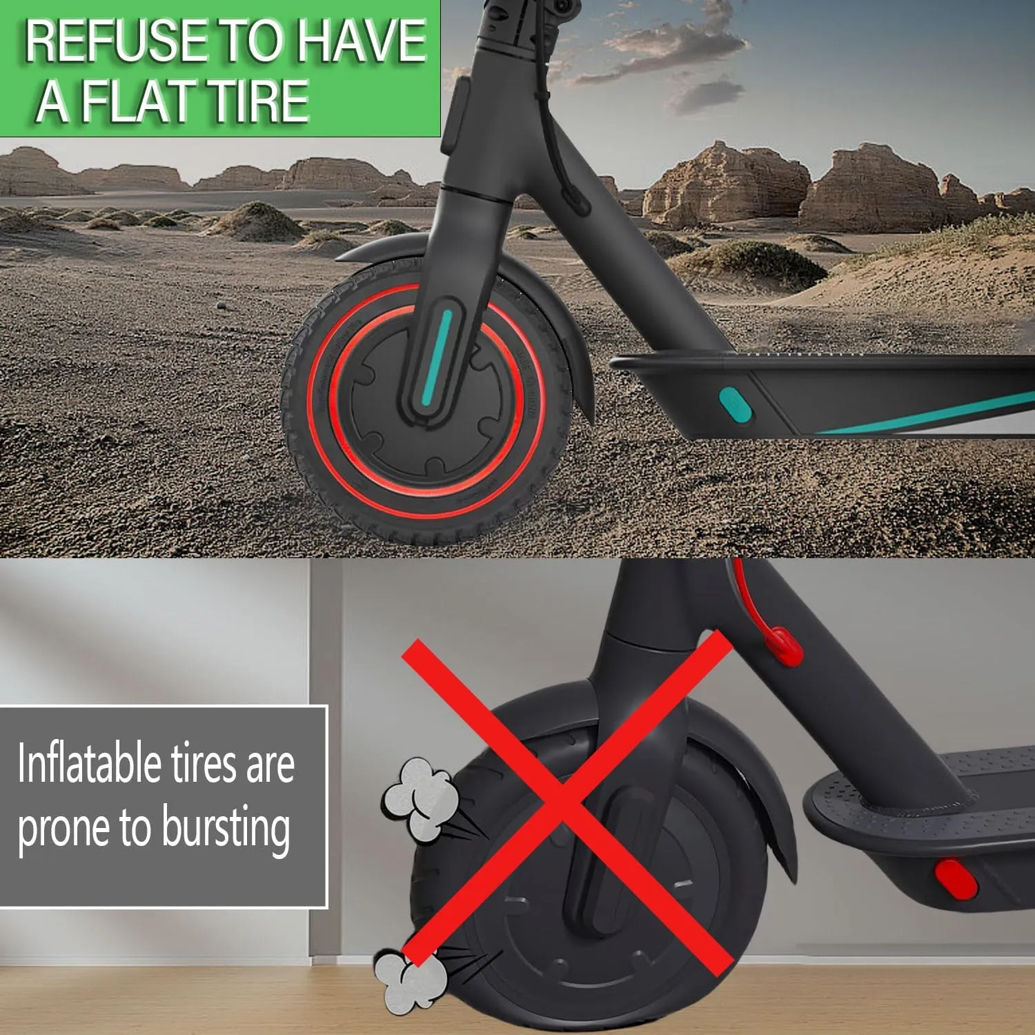 10x2 Solid Tire: Replacement for 10x2.125 Original Tire, Fit for Ninebot F25 F30 F35 F40 F65 F65I F25I D18W D28U D38E, 10 inches Electric Scooter Front Rear Replacement Wheels Red 2pcs