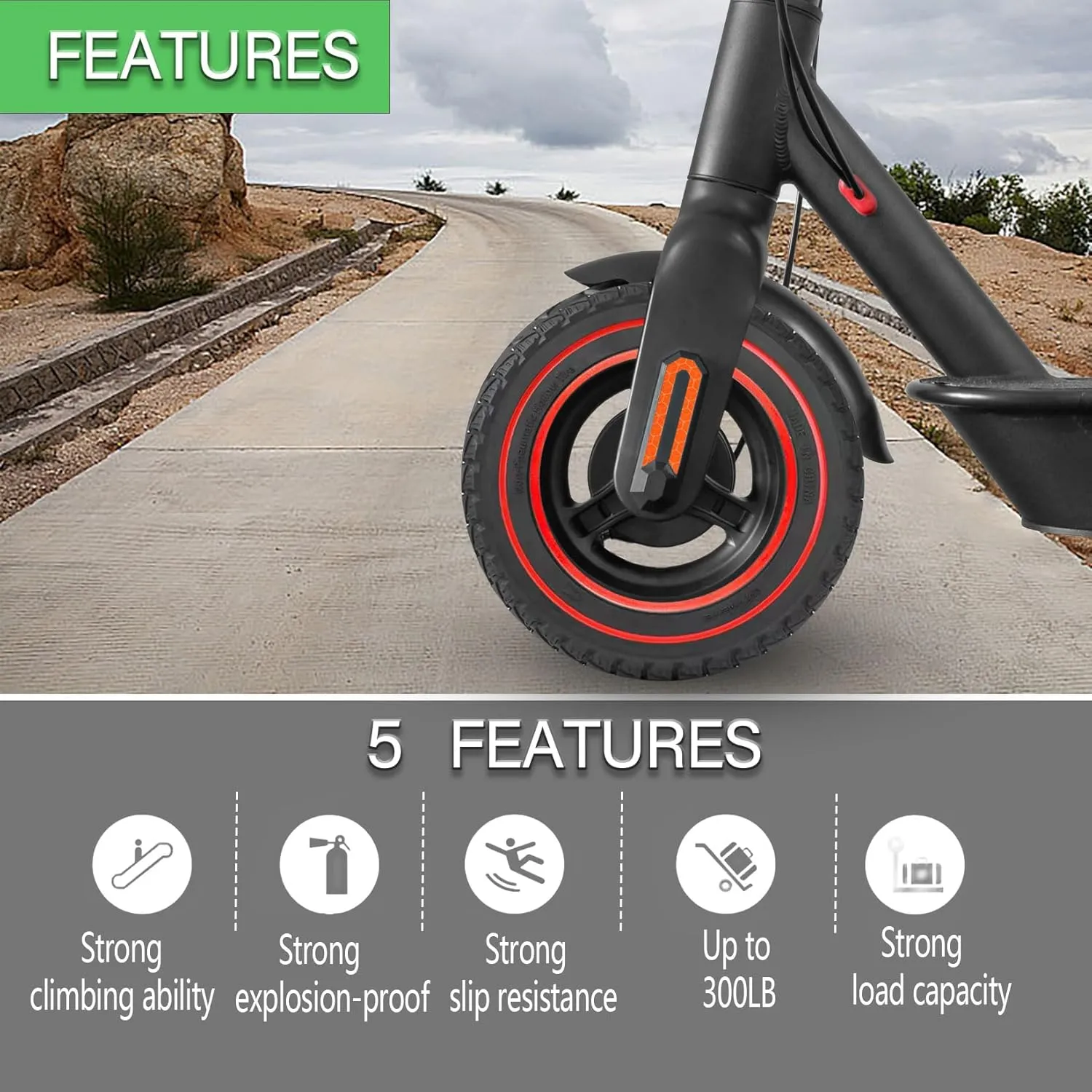 10x2 Solid Tire: Replacement for 10x2.125 Original Tire, Fit for Ninebot F25 F30 F35 F40 F65 F65I F25I D18W D28U D38E, 10 inches Electric Scooter Front Rear Replacement Wheels Red 2pcs