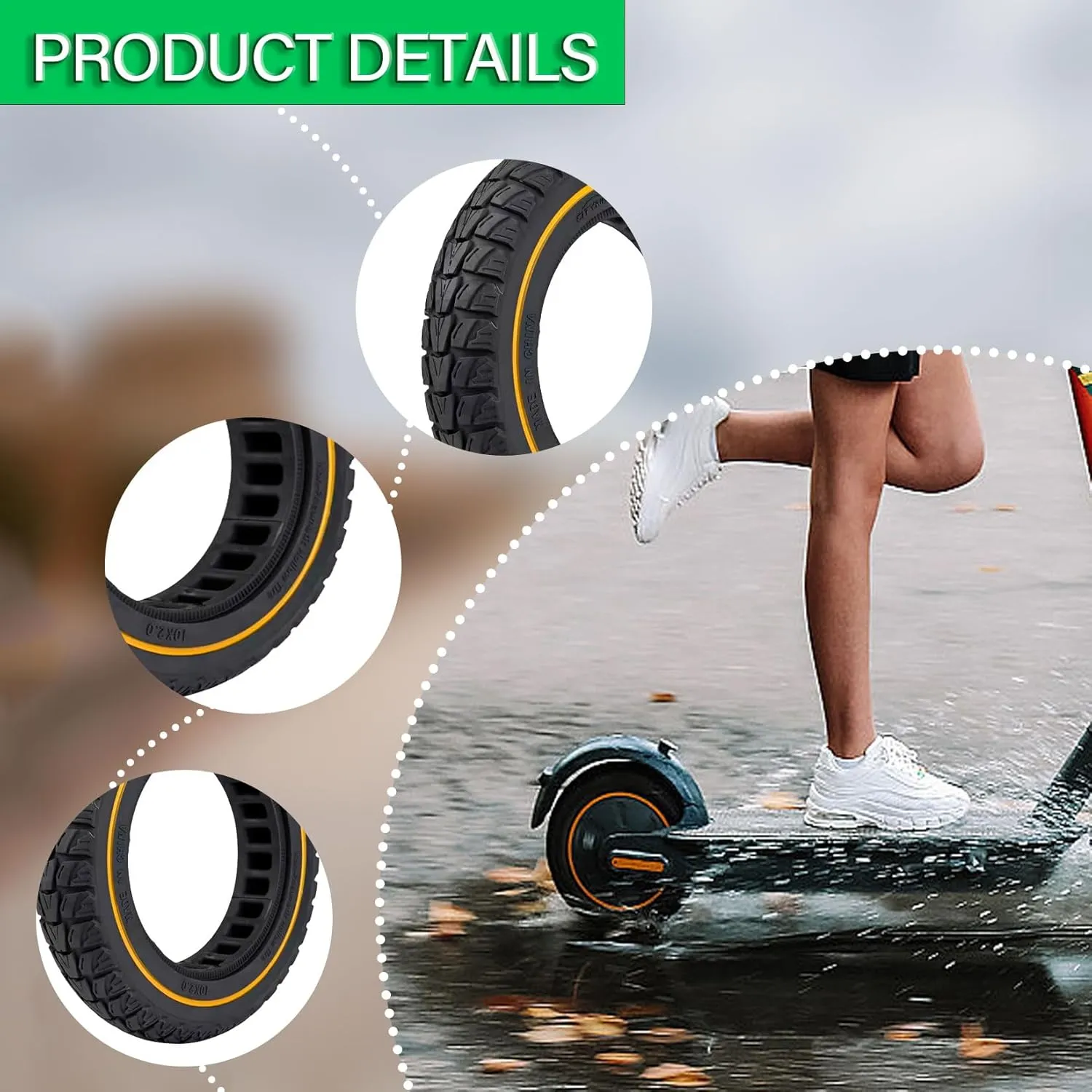 10x2 Solid Tire: Replacement for 10x2.125 Original Tire, Fit for Ninebot F25 F30 F35 F40 F65 F65I F25I D18W D28U D38E, 10 inches Electric Scooter Front Rear Replacement Wheels Red 2pcs
