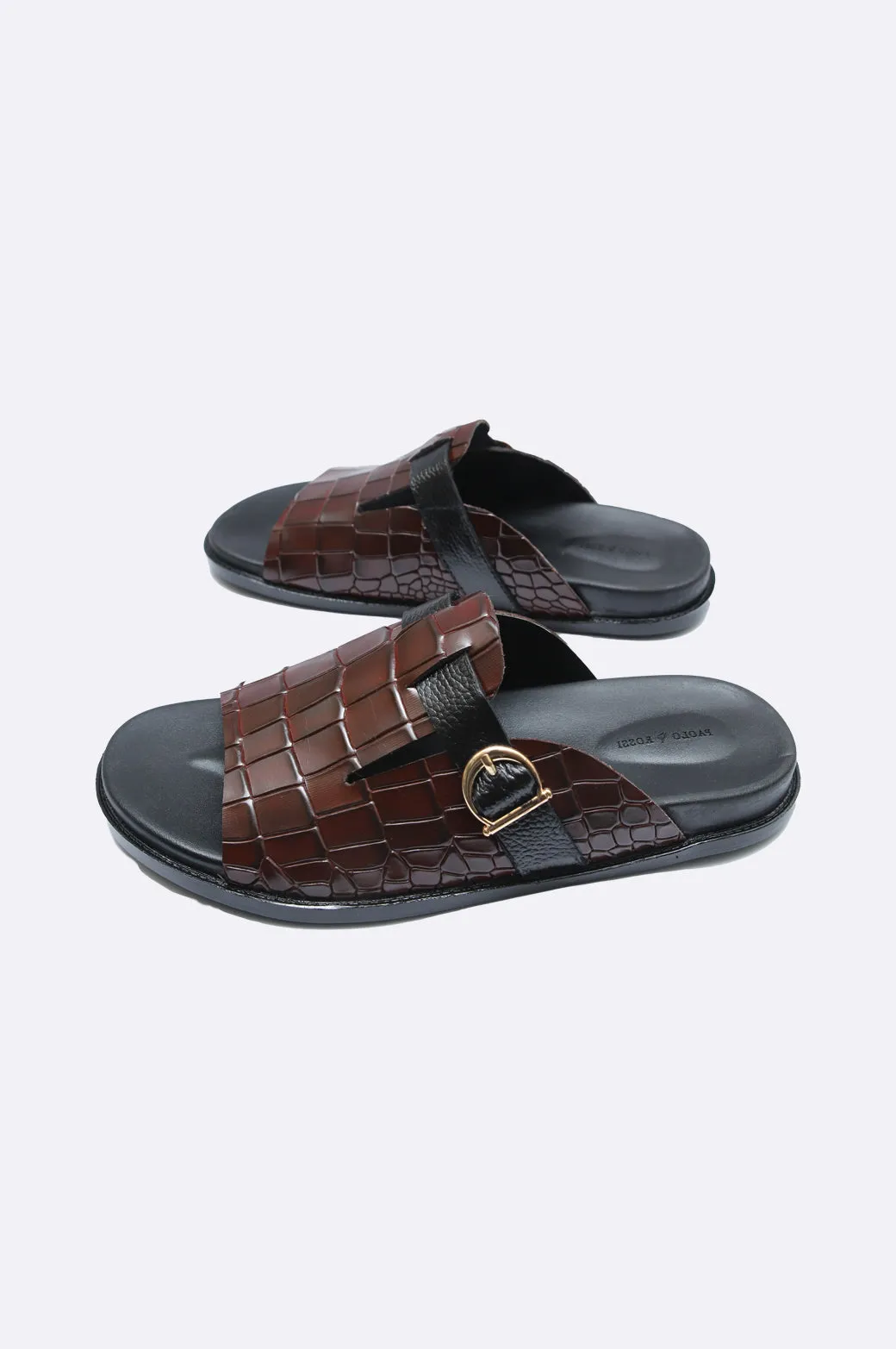 3130 MRA Maroon Croc-Embossed Slipper