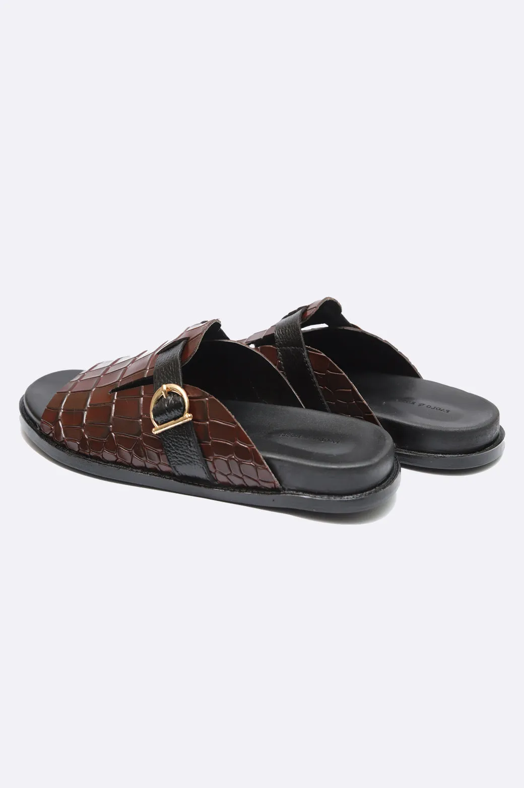 3130 MRA Maroon Croc-Embossed Slipper