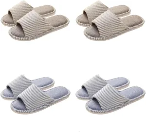 4 Pairs Spa Slippers - Non Slip Disposable Slippers for Guests, Men & Women - Washable & Travel Friendly