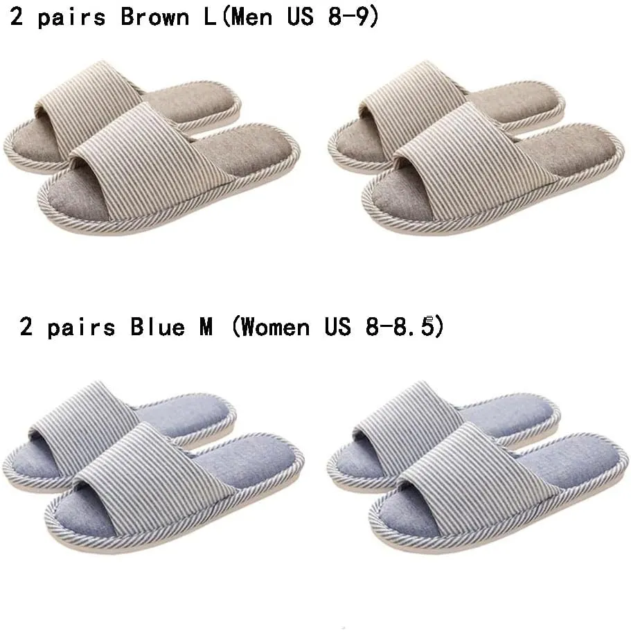 4 Pairs Spa Slippers - Non Slip Disposable Slippers for Guests, Men & Women - Washable & Travel Friendly