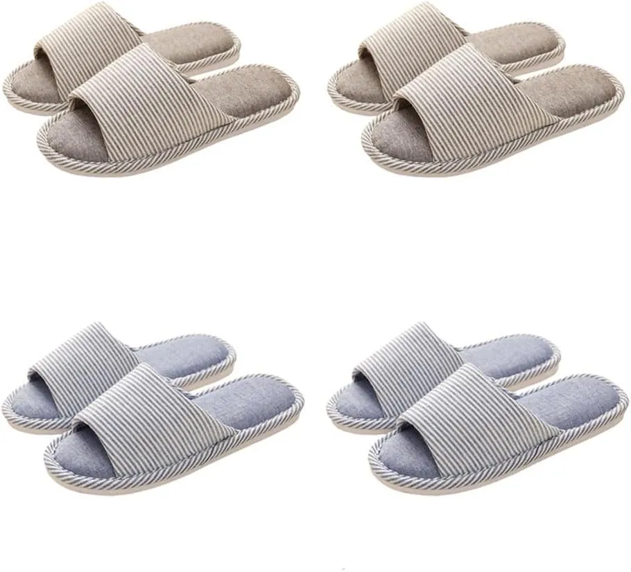 4 Pairs Spa Slippers - Non Slip Disposable Slippers for Guests, Men & Women - Washable & Travel Friendly