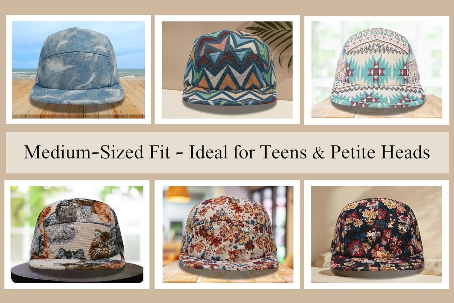 5 Panel Camper Hat | Multi-Color Unique Designs | Caps for Men & Women | Large or X-Large