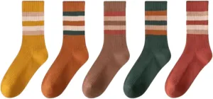 5|10 Pairs Women Slouch Socks, Striped Tube Scok Soft Scrunch Sock Casual Sock Yoga Sport Socks Bulk Pack