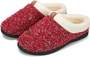 adituo Women's Comfort Memory Foam Slippers Plush Lined House Shoes Indoor, Outdoor Non-Slip Rubber Sole