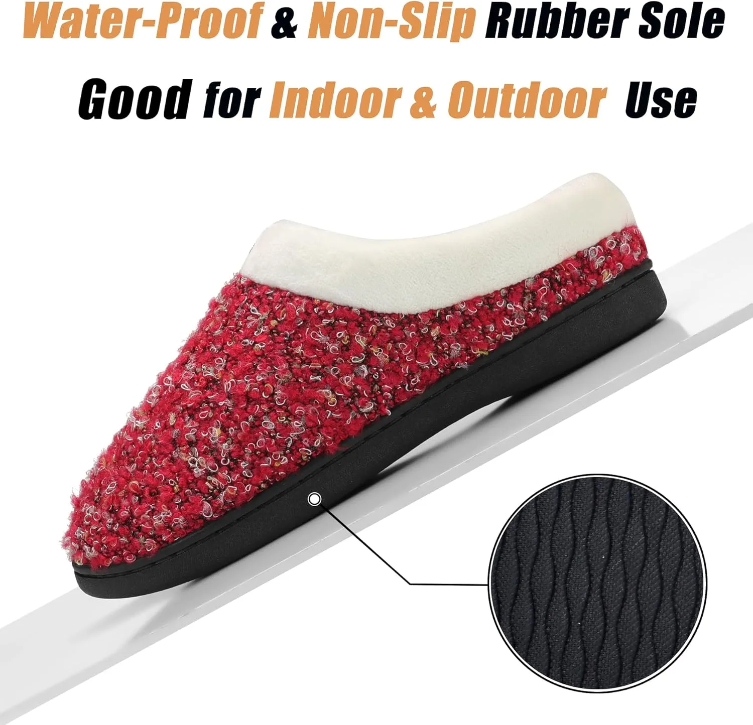 adituo Women's Comfort Memory Foam Slippers Plush Lined House Shoes Indoor, Outdoor Non-Slip Rubber Sole