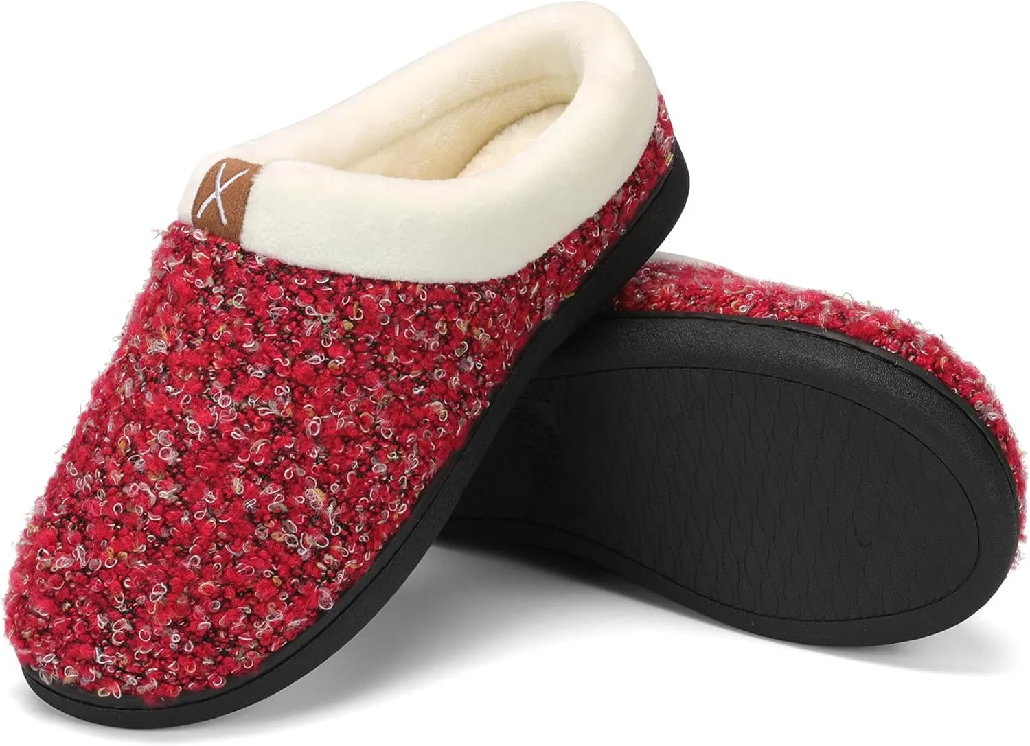 adituo Women's Comfort Memory Foam Slippers Plush Lined House Shoes Indoor, Outdoor Non-Slip Rubber Sole