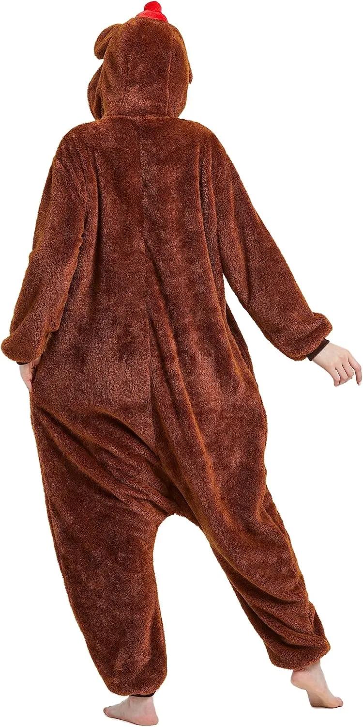 Adult Onesie Pajamas - Unisex Halloween Animal Costume Sleepwear for Men & Women - Comfy & Fun Cosplay Outfit