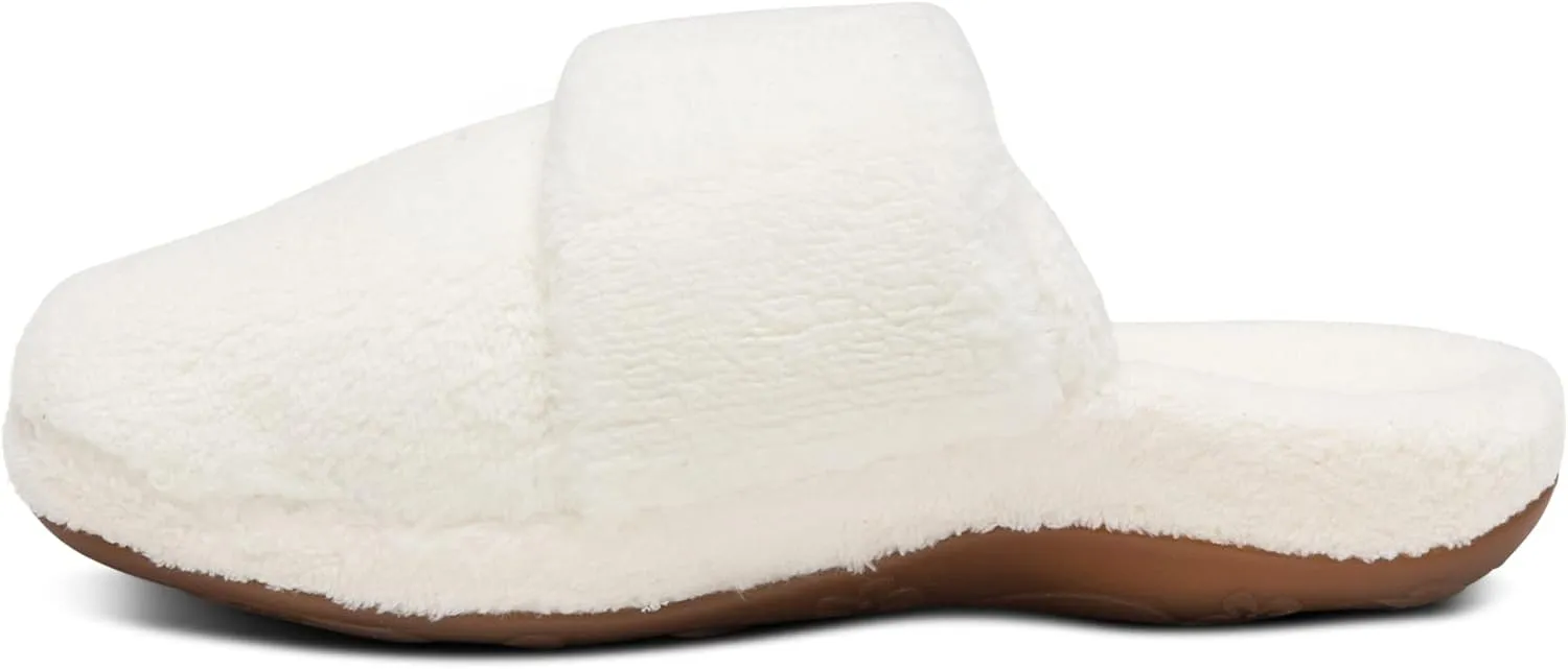 Aetrex Women's Mandy Orthopedic Closed Toe Comfy Slippers - Adjustable Memory Foam Fuzzy Slippers