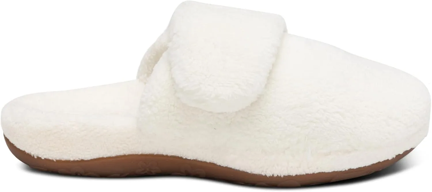 Aetrex Women's Mandy Orthopedic Closed Toe Comfy Slippers - Adjustable Memory Foam Fuzzy Slippers