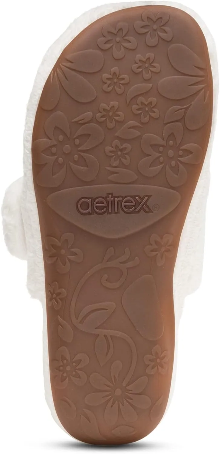 Aetrex Women's Mandy Orthopedic Closed Toe Comfy Slippers - Adjustable Memory Foam Fuzzy Slippers