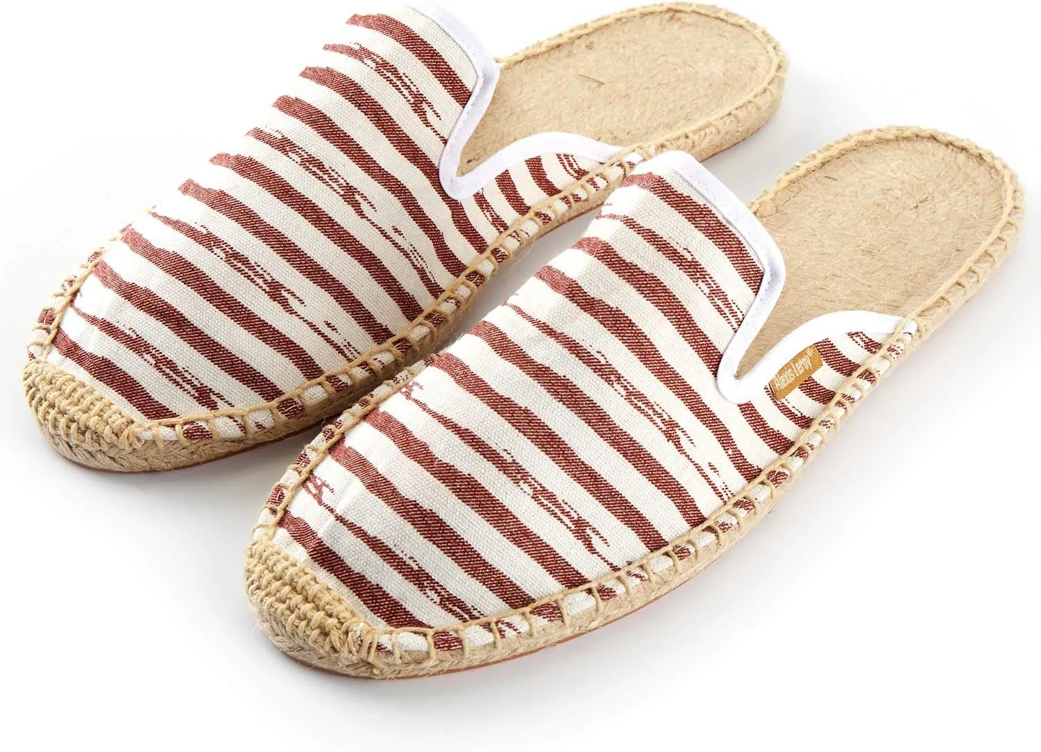 Alexis Leroy Men's Closed Toe Classic Stripe Flat Espadrille Mules