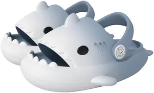 allgala Shark Slides Slippers with Backtrap Non-Slip Novelty Open Toe Sandals for Boys Girl Indoor & Outdoor Comfy Cushioned Thick Sole Cute Cartoon Shower Cloud Slippers Beach Pool Shoes