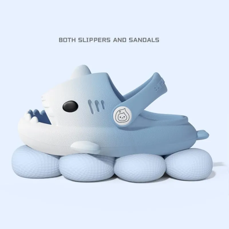 allgala Shark Slides Slippers with Backtrap Non-Slip Novelty Open Toe Sandals for Boys Girl Indoor & Outdoor Comfy Cushioned Thick Sole Cute Cartoon Shower Cloud Slippers Beach Pool Shoes