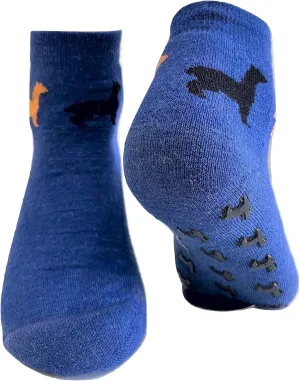 Alpaca Wool Gripper Designer Socks - Blue, Large, 2 Count - Women's, Unisex-Adults, Slipper Socks - Colorful, Low Cut, Reinforced Toe, Elastic Band