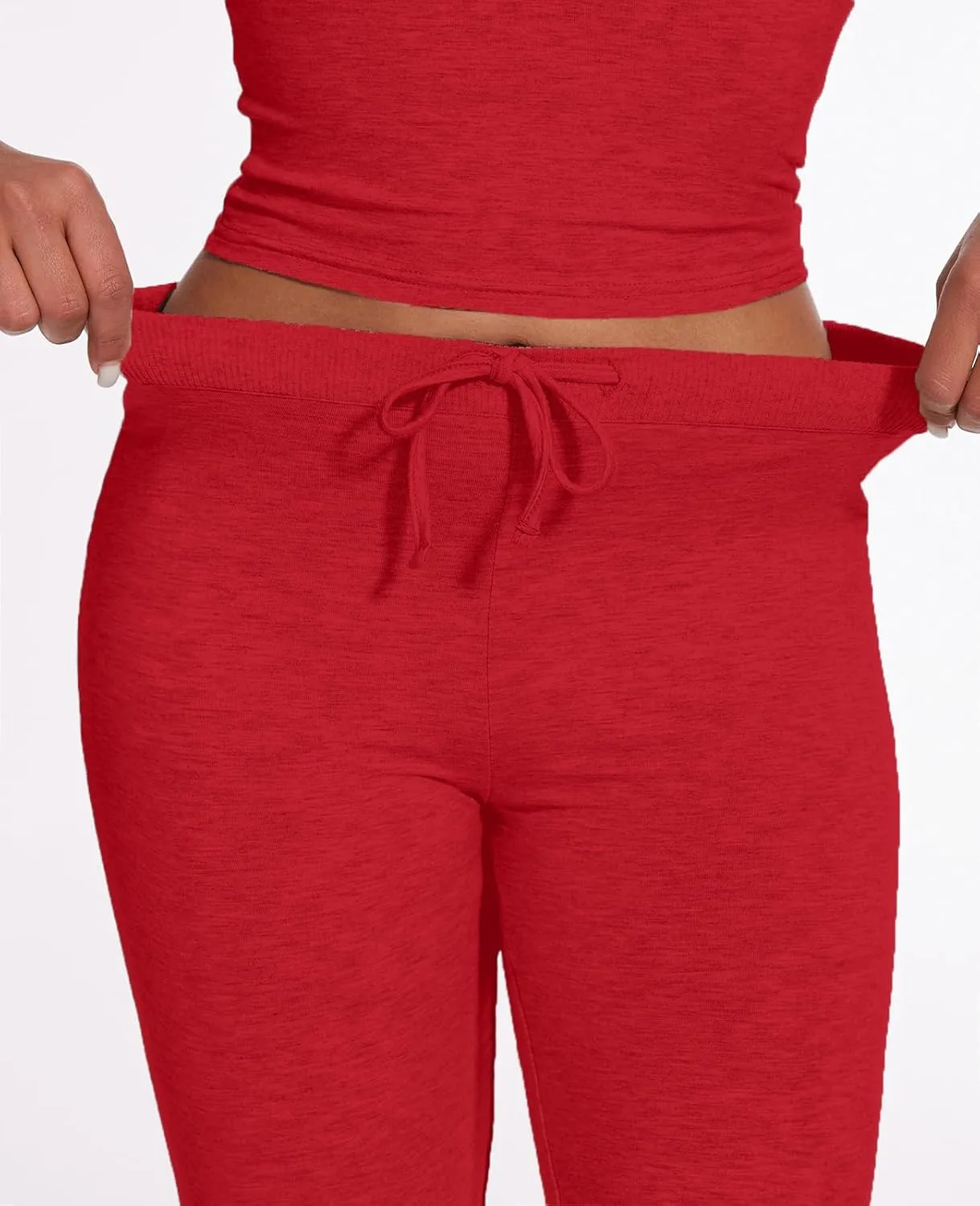 AnotherChill Women's 2 Piece Lounge Sets Straight Leg Pants Set Short Sleeve Crop T-shirt Casual Outfits Comfy Loungewear