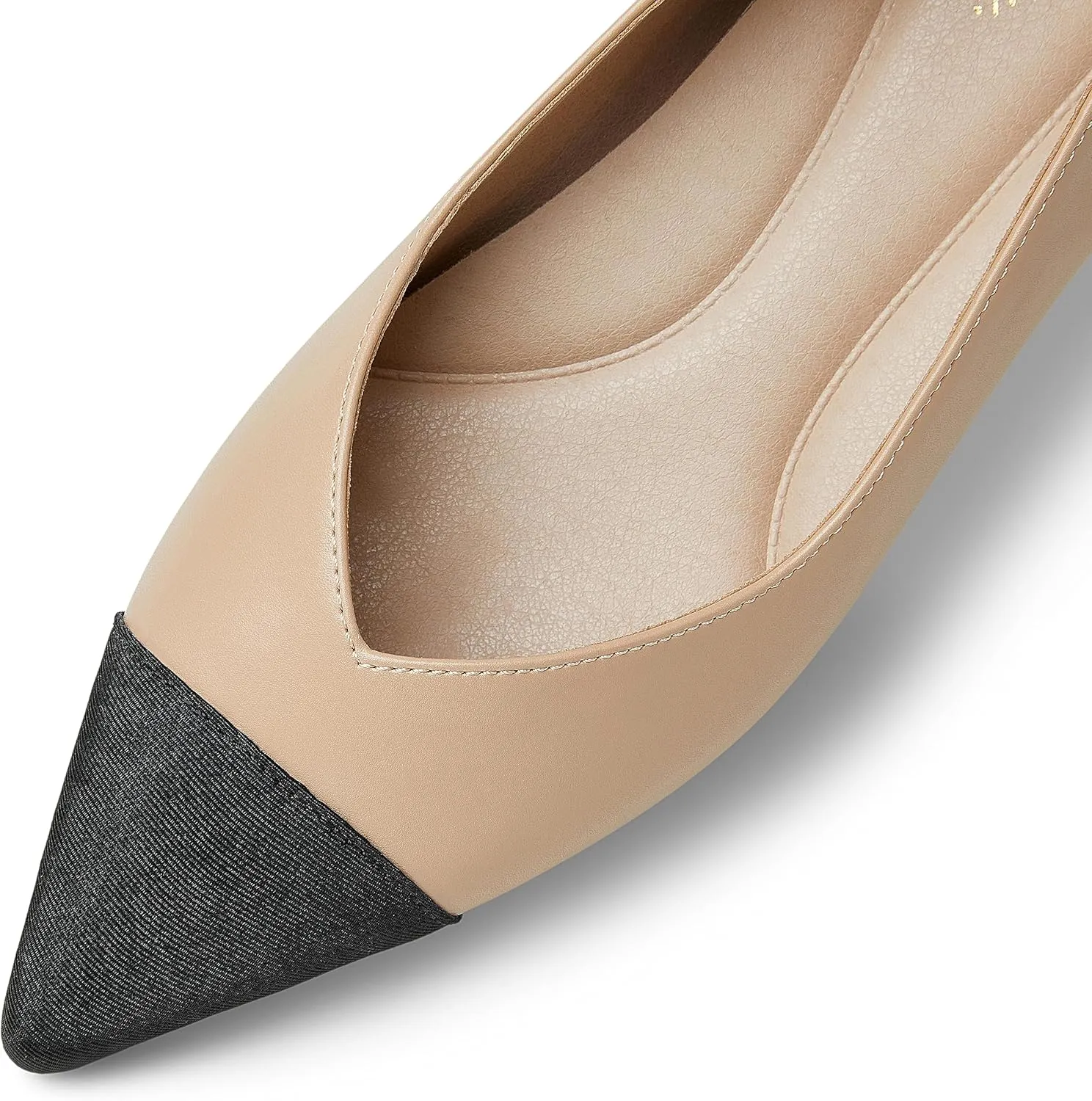 Arromic Flats Shoes for Women, Low Wedge Pointed Toe Women Flats with Arch Support, Heel Pad and Inner Heel, Comfortable Slip on Flats for Office Work Casual Dressy Wedding