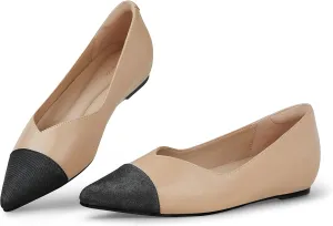 Arromic Flats Shoes for Women, Low Wedge Pointed Toe Women Flats with Arch Support, Heel Pad and Inner Heel, Comfortable Slip on Flats for Office Work Casual Dressy Wedding