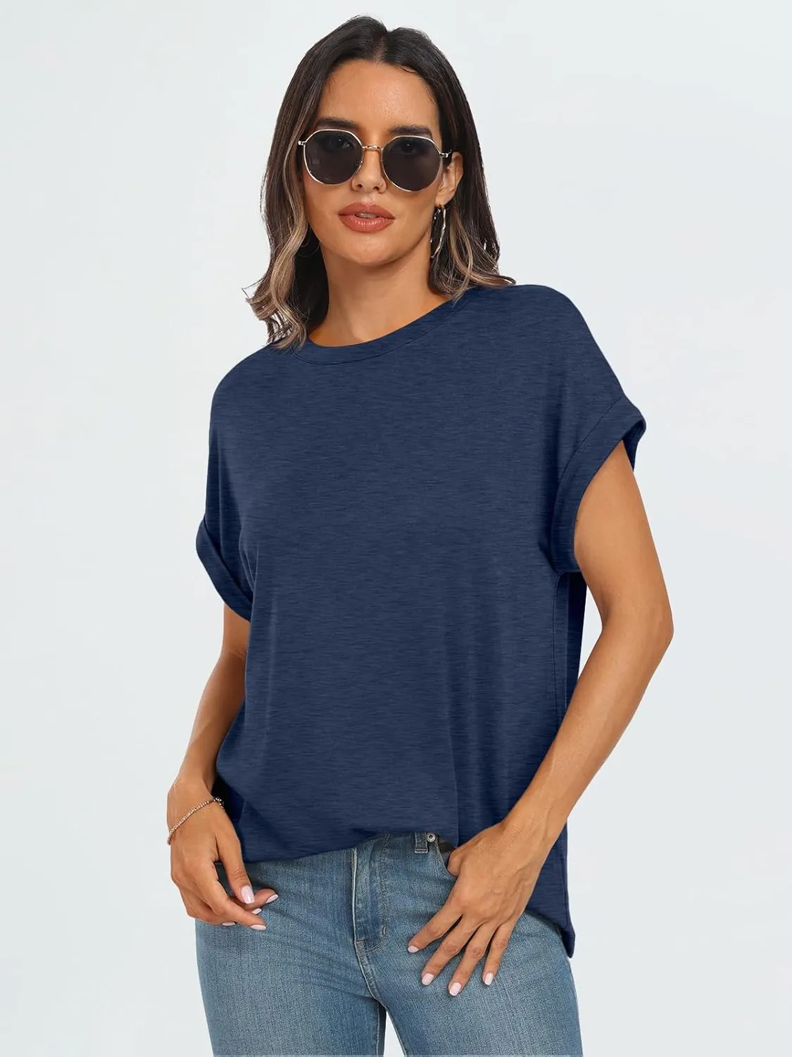 AUTOMET Womens Summer Tops Oversized Short Sleeve Business Casual T Shirts Trendy Fashion Clothes Spring Outfits 2025