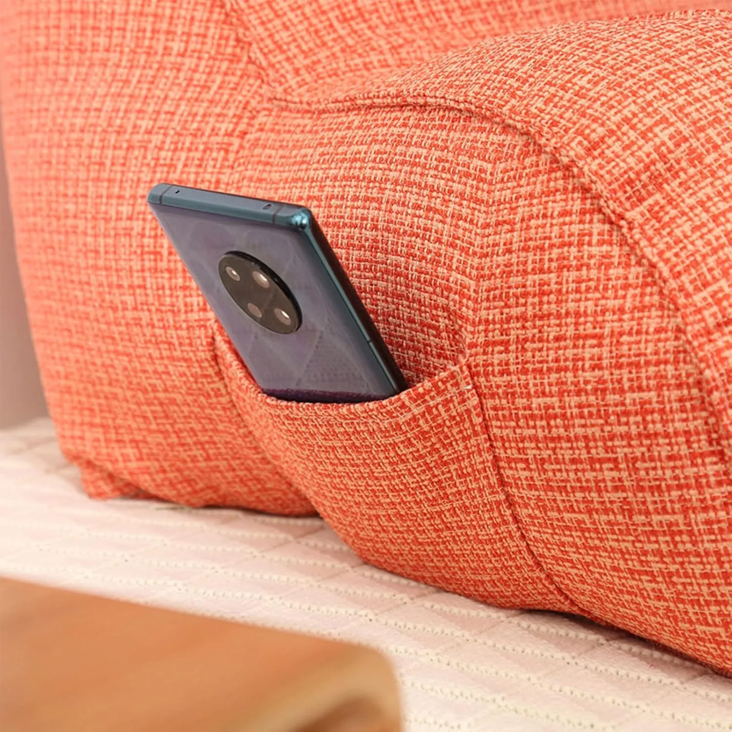 Back Support Reading Cushion Bed Support Reading Pillow Lumbar Pillow, Comfortable Full Support Pillow for Relaxing, Reading, Gaming, Watching TV(Tangerine)