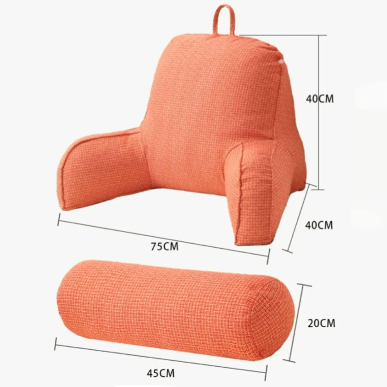 Back Support Reading Cushion Bed Support Reading Pillow Lumbar Pillow, Comfortable Full Support Pillow for Relaxing, Reading, Gaming, Watching TV(Tangerine)