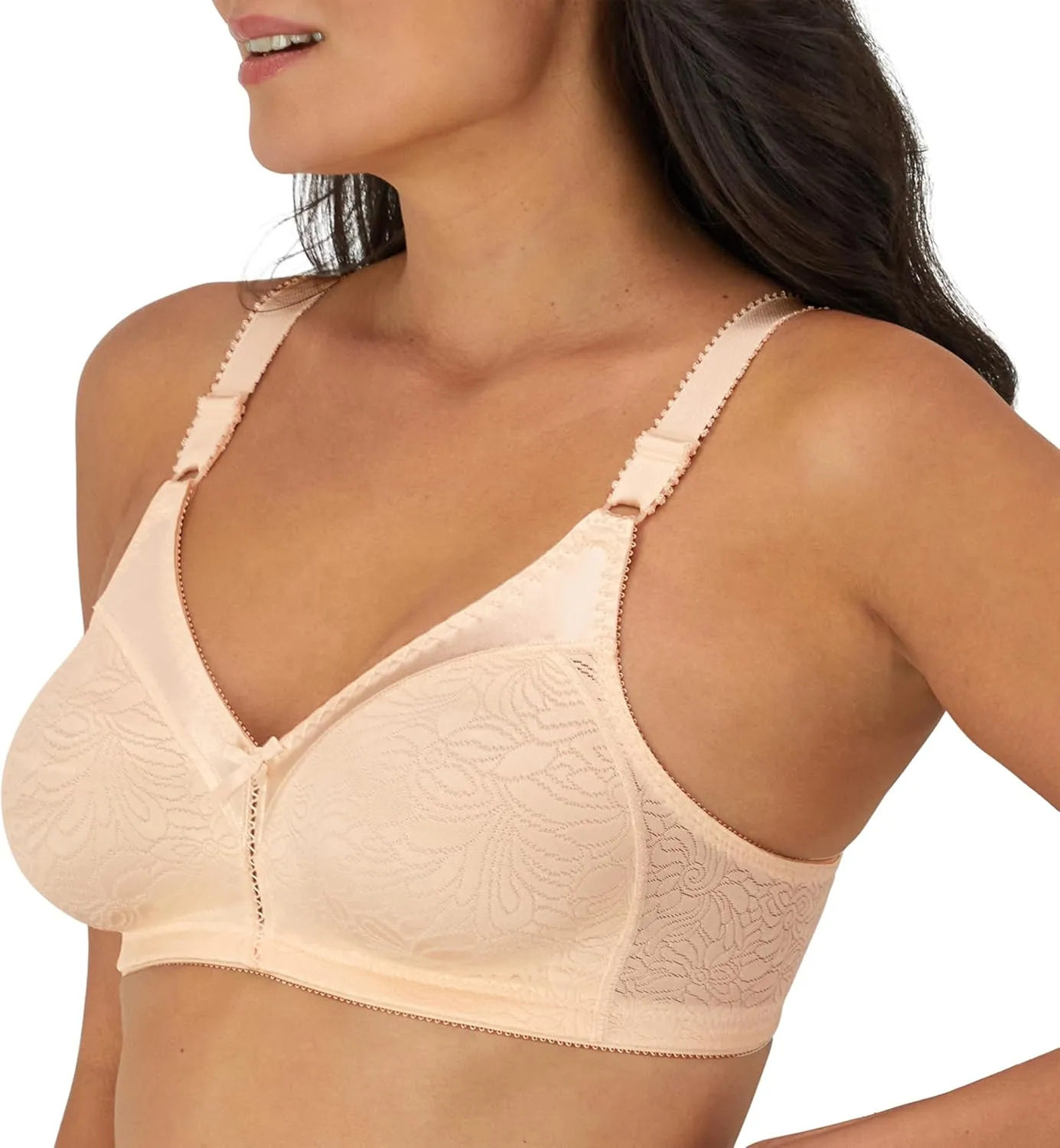 Bali Women's Double Support Wireless, Lace Bra with Stay-in-Place Straps, Full-Coverage