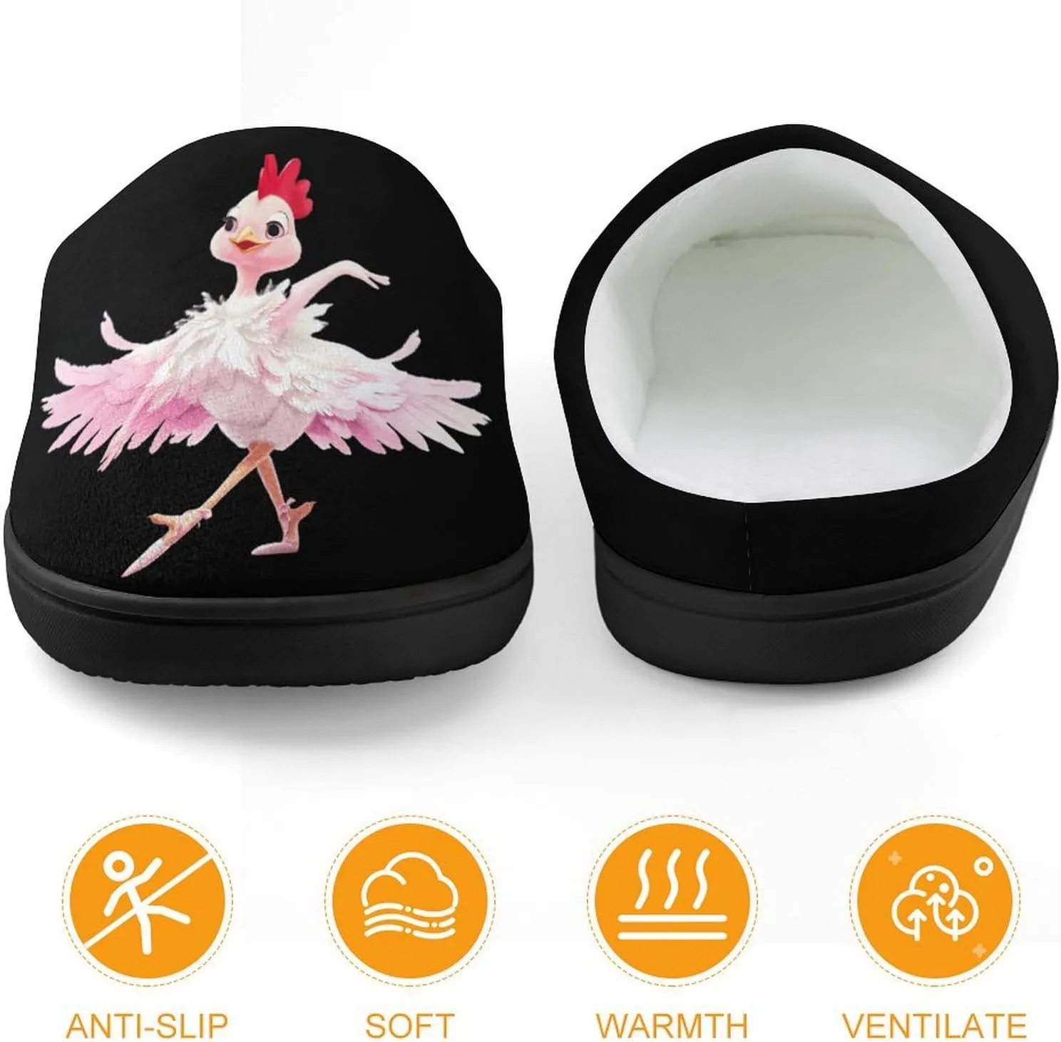 Ballerina Chicken Cute Cotton Slippers Anti-slip House Shoes Funny Slipper Indoor Outdoor
