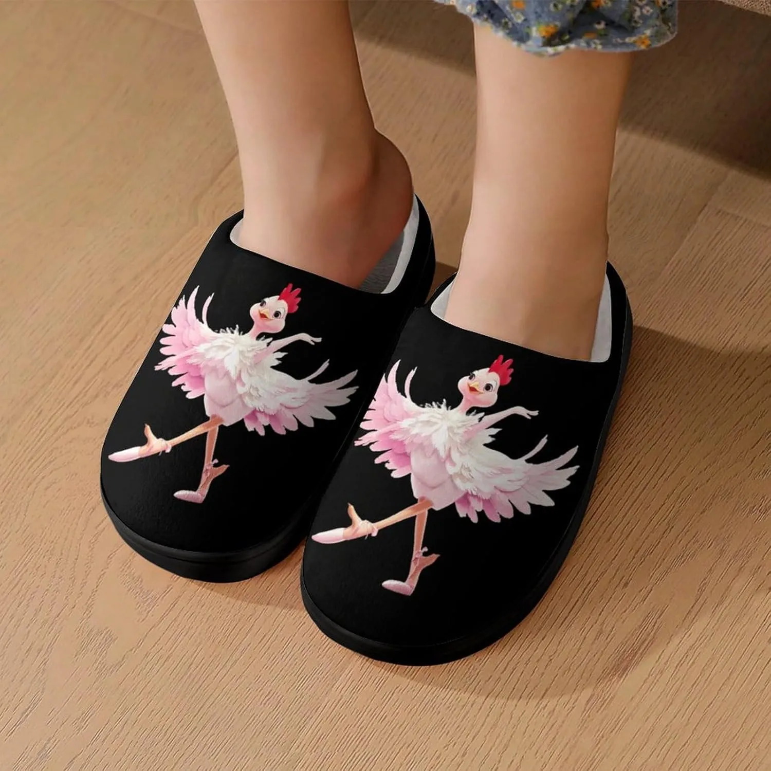 Ballerina Chicken Cute Cotton Slippers Anti-slip House Shoes Funny Slipper Indoor Outdoor
