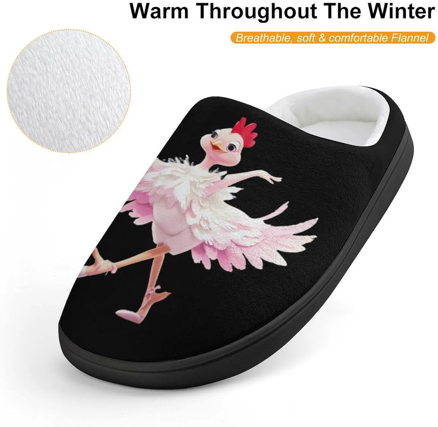 Ballerina Chicken Cute Cotton Slippers Anti-slip House Shoes Funny Slipper Indoor Outdoor