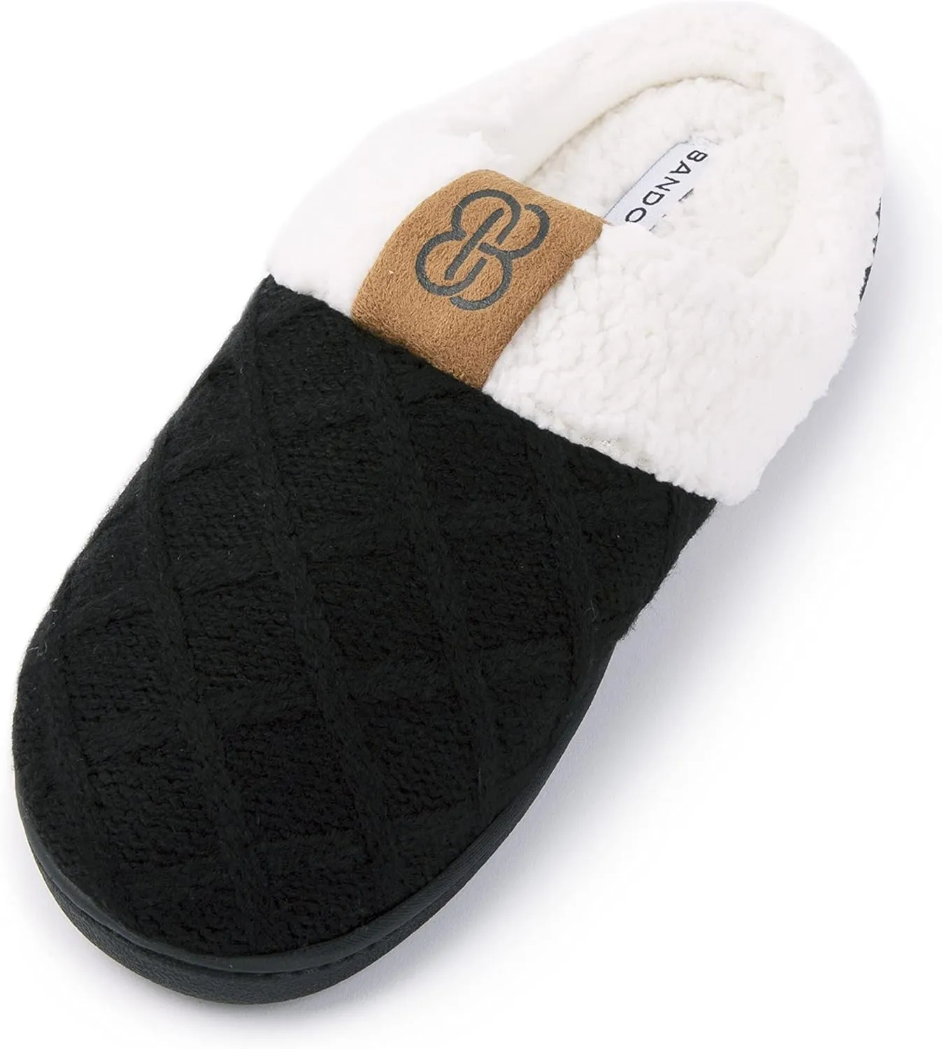 Bandolino Women's House Slippers, Rubber Sole Cozy Knit Sherpa Clog Winter Slippers, Indoor/Outdoor Womens Slipper,