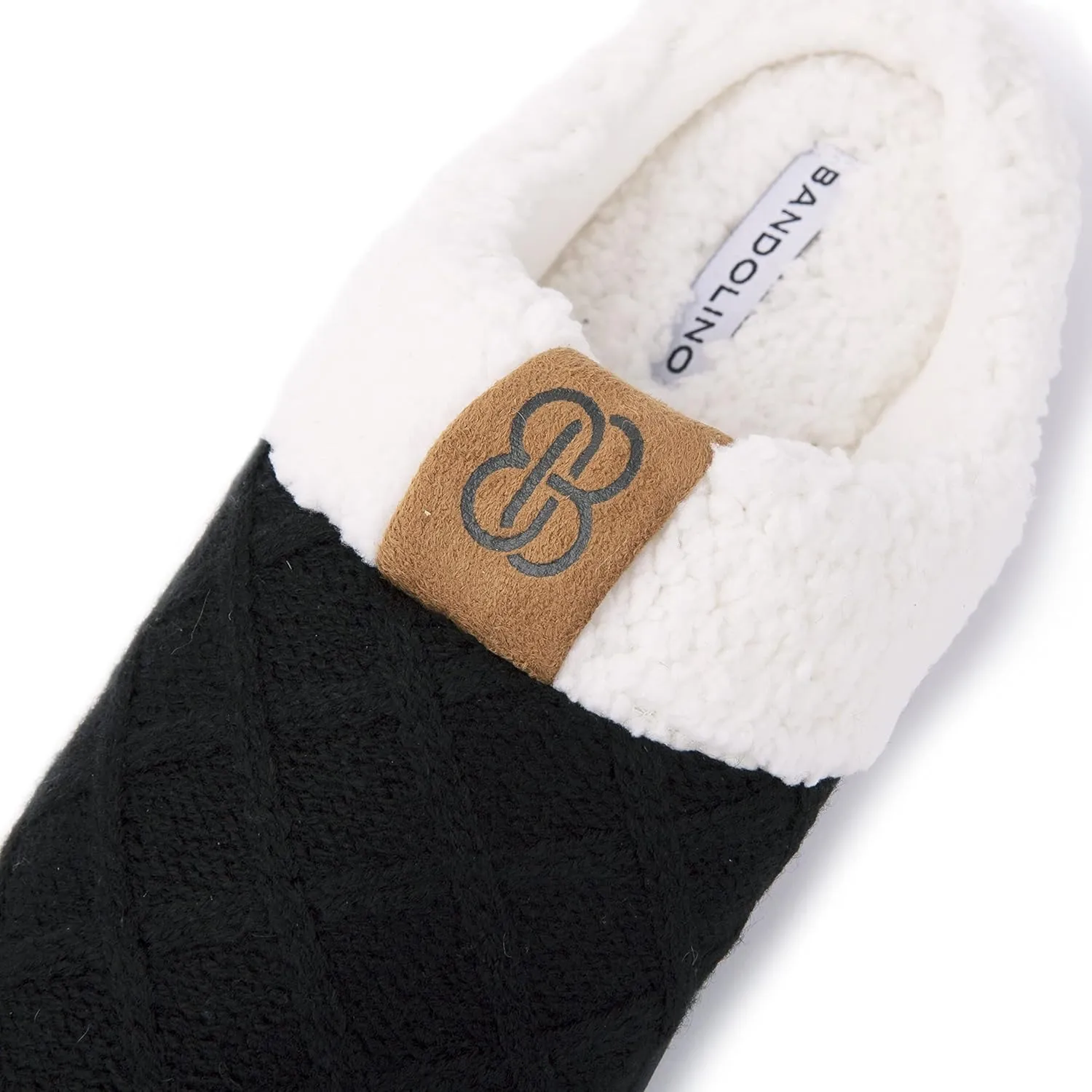 Bandolino Women's House Slippers, Rubber Sole Cozy Knit Sherpa Clog Winter Slippers, Indoor/Outdoor Womens Slipper,