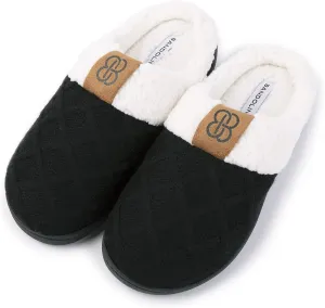 Bandolino Women's House Slippers, Rubber Sole Cozy Knit Sherpa Clog Winter Slippers, Indoor/Outdoor Womens Slipper,