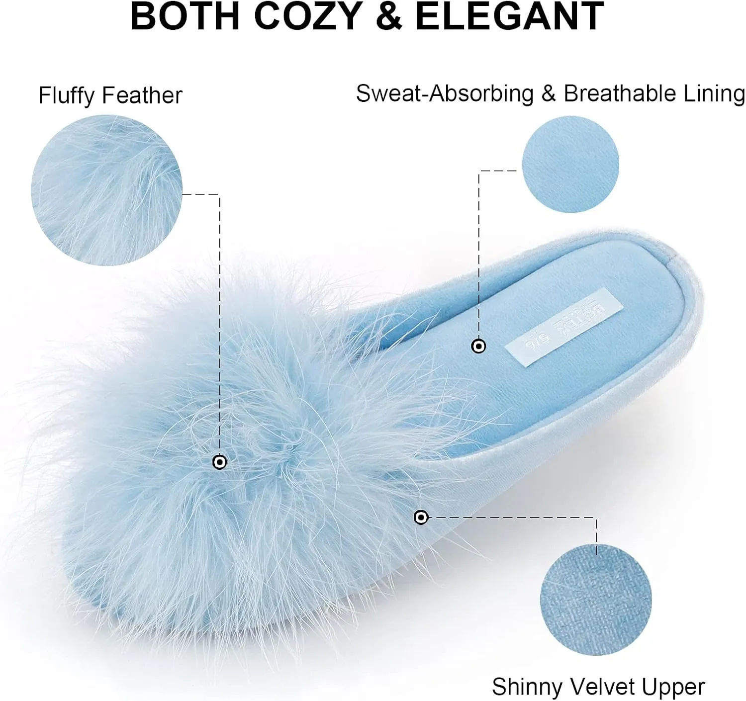BCTEX COLL Women's Cozy Velvet Memory Foam House Slipper, Ladies Fuzzy Bedroom Slipper Non-slip Sole