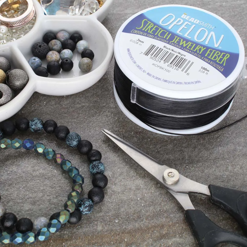 BeadSmith OPELON Black Stretch Bead Cord .7mm  - 100 Meters
