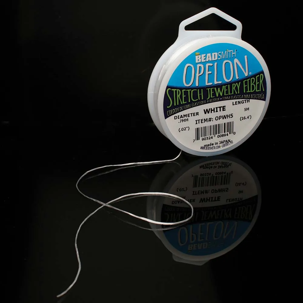 BeadSmith OPELON White Stretch Bead Cord .7mm  - 5 Meters