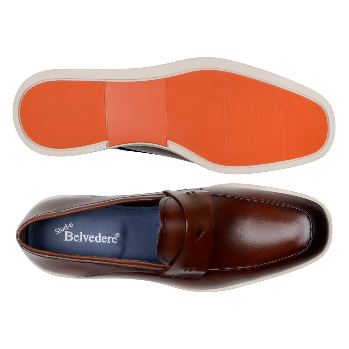 Belvedere Maurizio in Cognac Nappa Leather Hybrid Penny Loafer