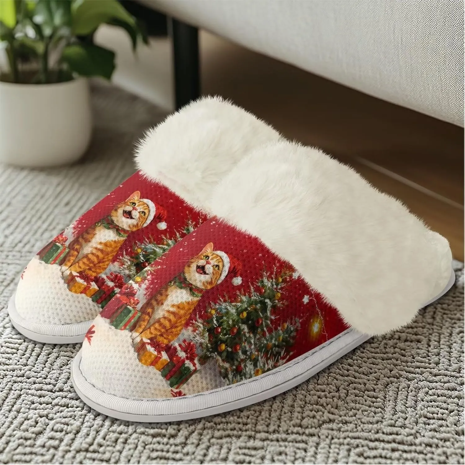 Binienty Women's Men's House Slippers Memory Foam Indoor Outdoor Fuzzy Slipper Bedroom Shoes