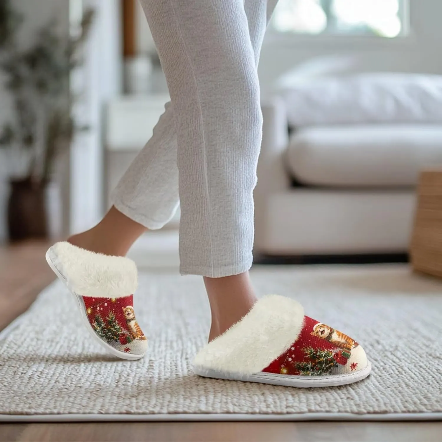 Binienty Women's Men's House Slippers Memory Foam Indoor Outdoor Fuzzy Slipper Bedroom Shoes