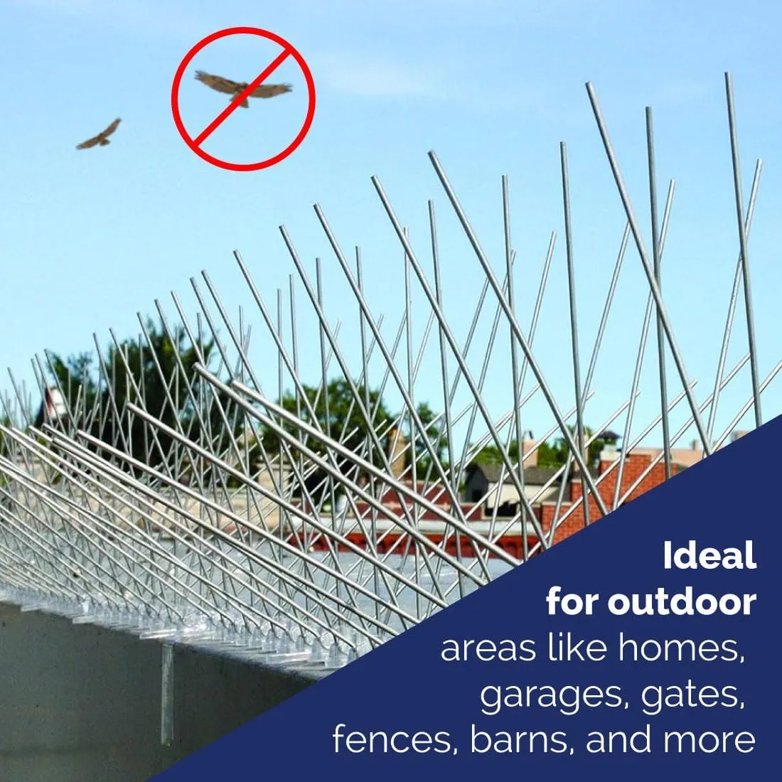 Bird-X Bird Spikes, Stainless Steel Spikes to Keep Birds Away, Easy to Install, Covers 10 Linear Feet Area, 1' L x 6" W, 10 Strips