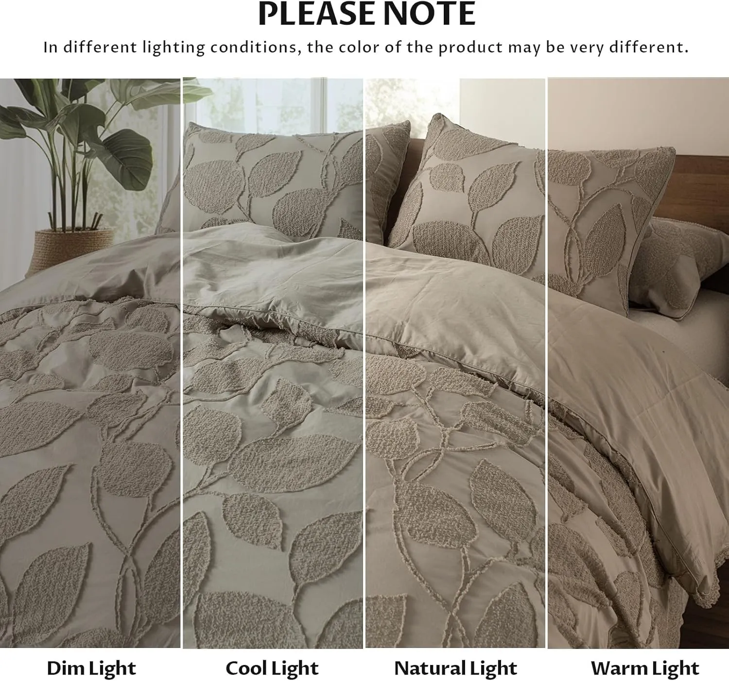 Boho Duvet Cover Set Twin/Twin XL Size - 1 Duvet Cover with 1 Pillow Sham, 2 Pieces Bedding Set with 8 Corner Ties, 7 Buttons, Soft Shabby Chic Leaf Jacquard Duvet Covers (Brown, 68"x90")