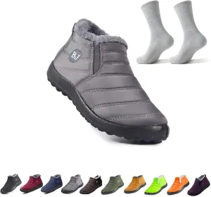 Boojoy Winter Snow Boots,Women's Waterproof Orthopedic Warm Boots,Anti-Slip Fur Lined Slip On Shoes for Women Men
