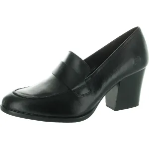 Born Womens Ellison Cushioned Footbed Leather Loafer Heels