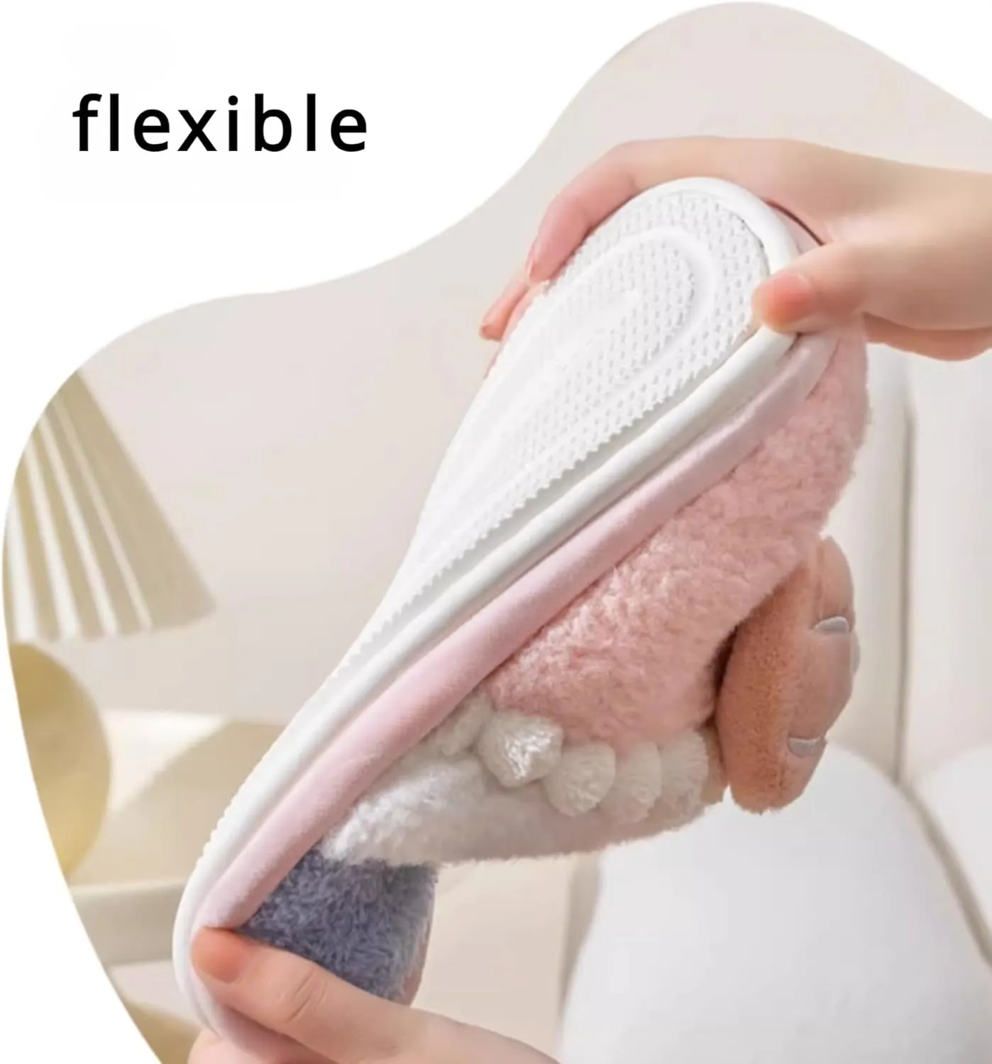 Bow Slippers for Women Indoor Cute Bow Tie House Slippers Plush Slides Shoes Soft Non-Slip Sole Slip On Slippers with Bows Winter Warm Couple Home Cotton Slippers Bedroom Slippers Outdoor