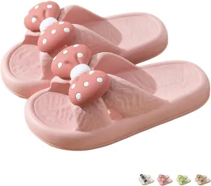 Bow Tie Slippers for Women Indoor Cute Summer Home Open Toe Slides Sandals Bow House Slippers Non-Slip Shoes Bedroom Cozy Slippers with Bows Comfy Lightweight Slip On Outdoor Beach Slippers