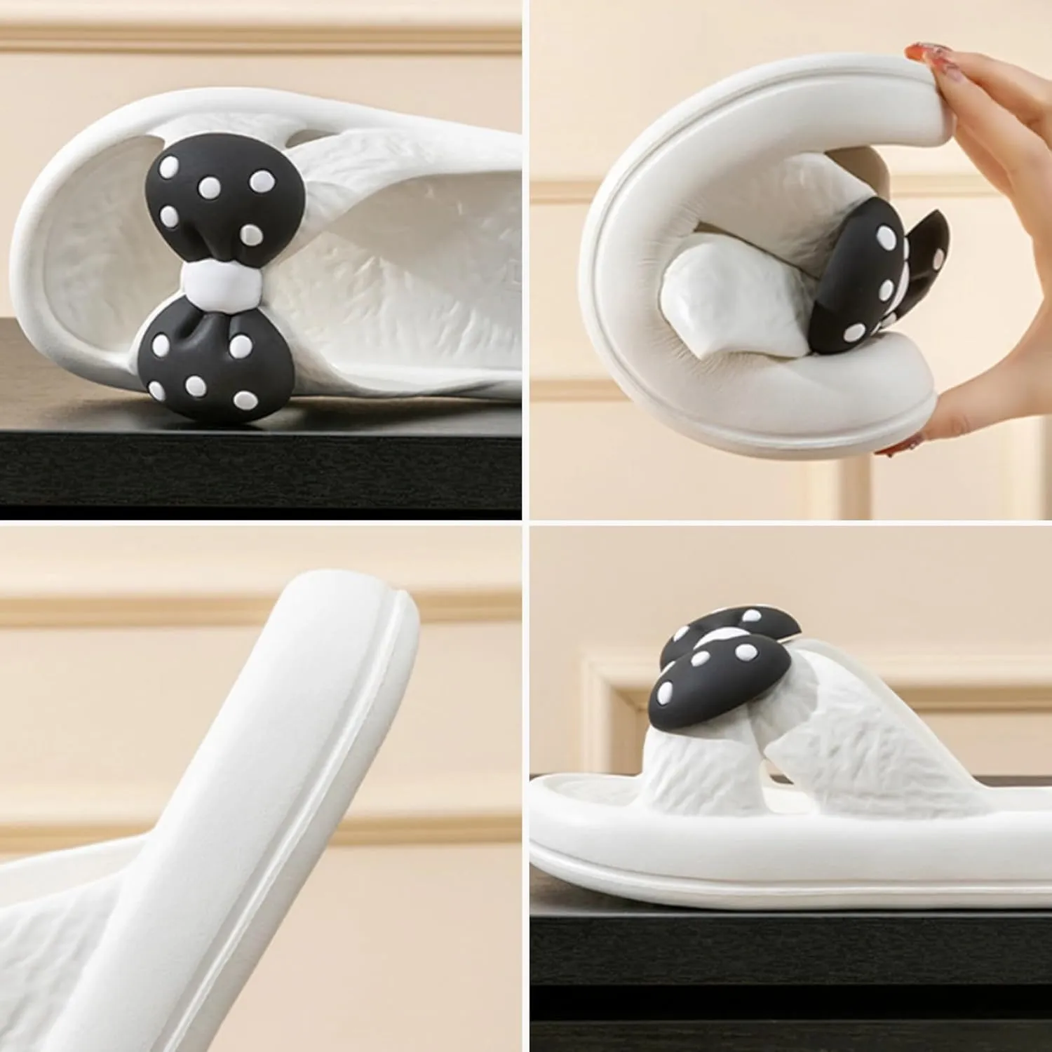Bow Tie Slippers for Women Indoor Cute Summer Home Open Toe Slides Sandals Bow House Slippers Non-Slip Shoes Bedroom Cozy Slippers with Bows Comfy Lightweight Slip On Outdoor Beach Slippers